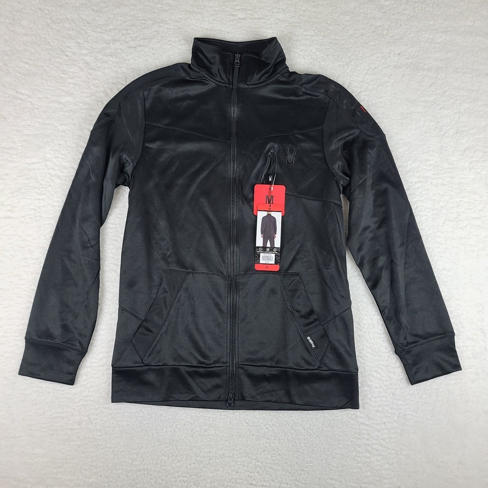 Spyder Active Sweater Mens Medium Black Full Zip Performance Tech Golf NWT NEW